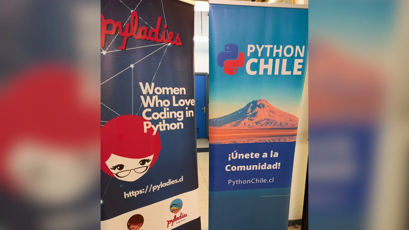 Pendones de Python Chile y PyLadies